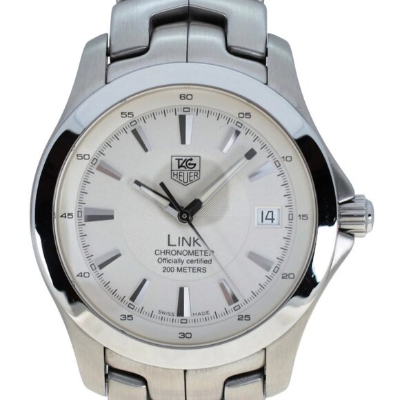 Men's Tag Heuer 39mm Link White Dial 200M Automatic Chronometer Watch! WJF5111!